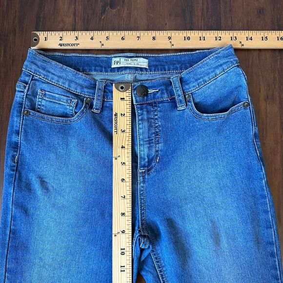 FREE PEOPLE Mid-Rise Distressed Skinny Jeans #61855-16515125 Blue - Picture 10 of 12